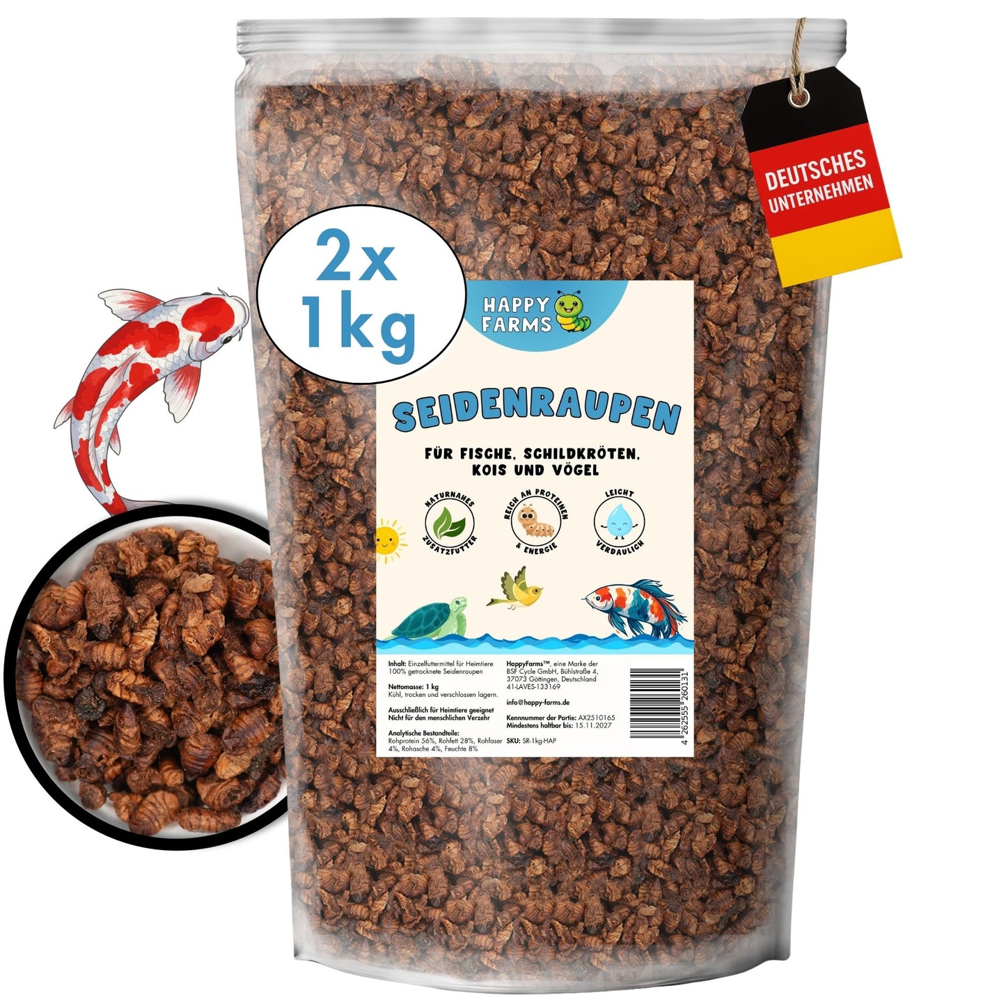 Bachi da seta 2 kg per koi e tartarughe