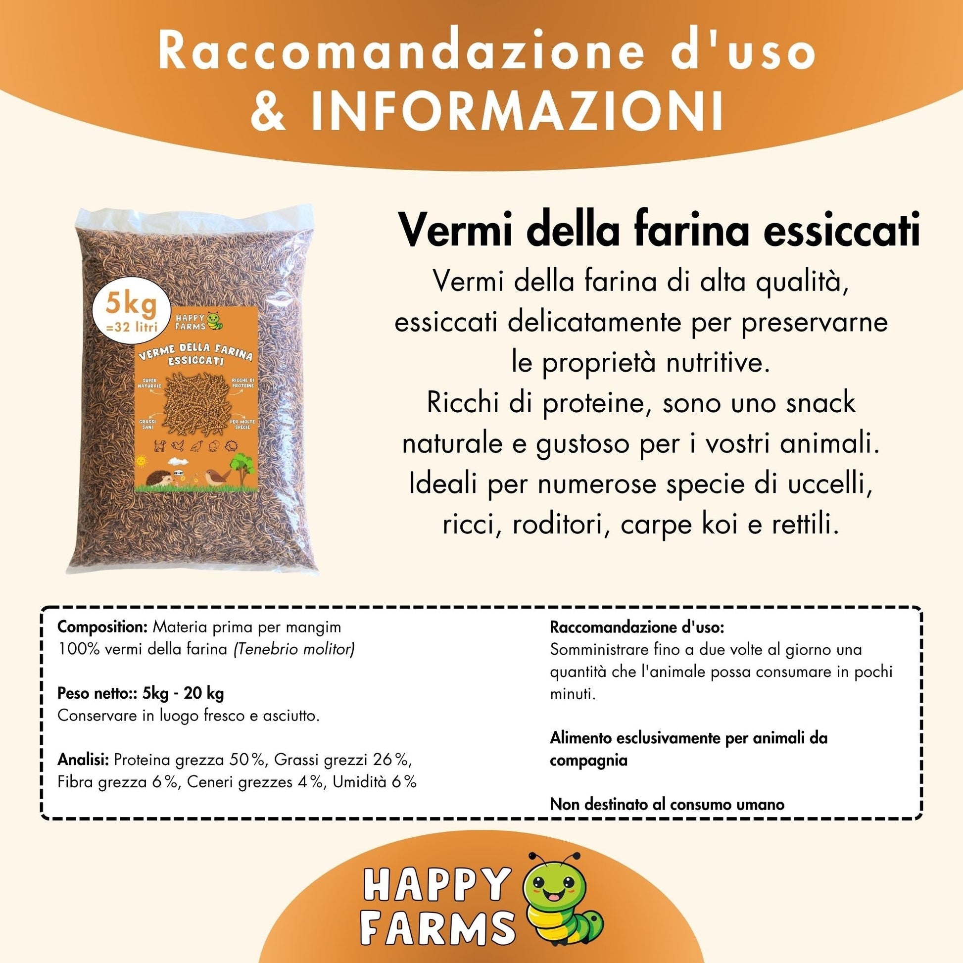 Vermi della farina essiccati con composizione, valori nutrizionali e raccomandazioni d'uso